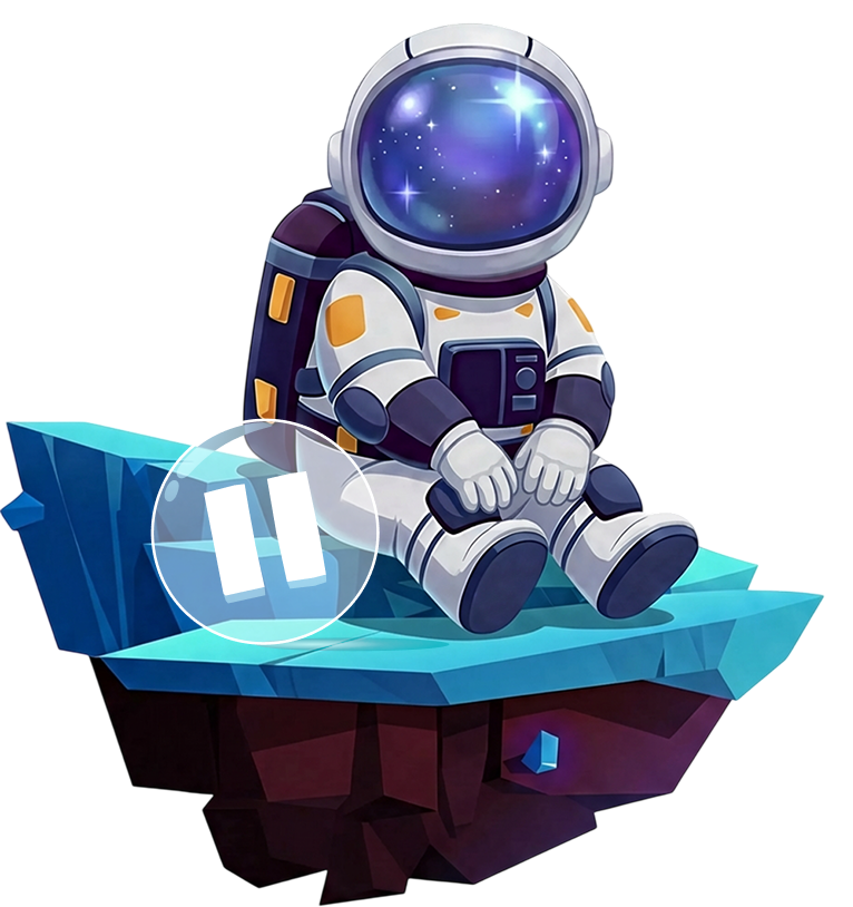 Космонавт сидит в ожидании